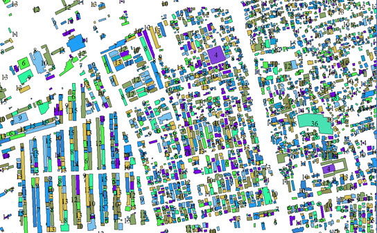 Building footprint polygons — satellite AI extracted